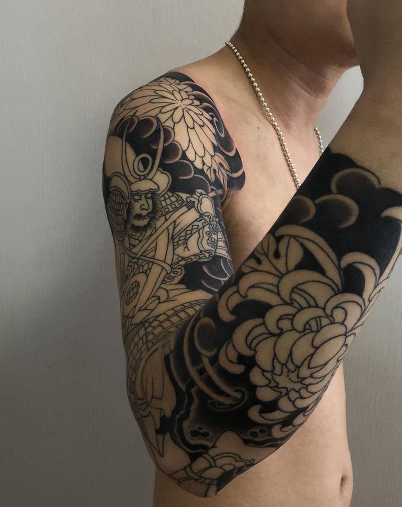 日式花臂未完待续纹身图片_手部手臂新传统老传统纹身图案