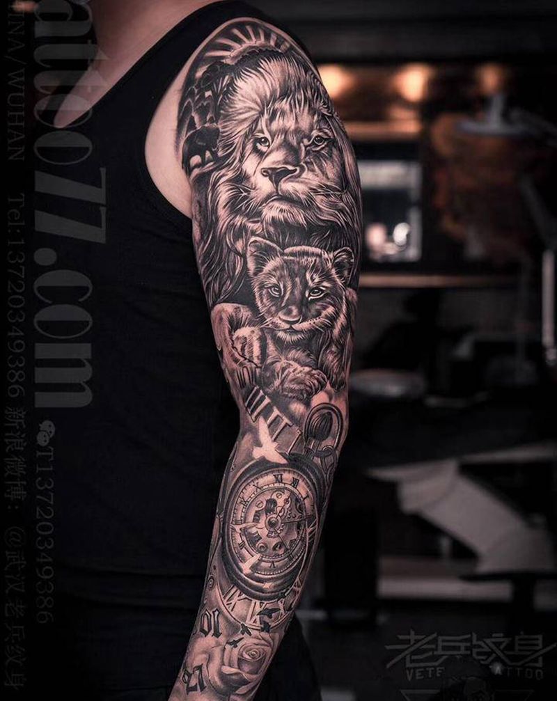 欧美花臂纹身纹身图片_手臂欧美写实纹身图案