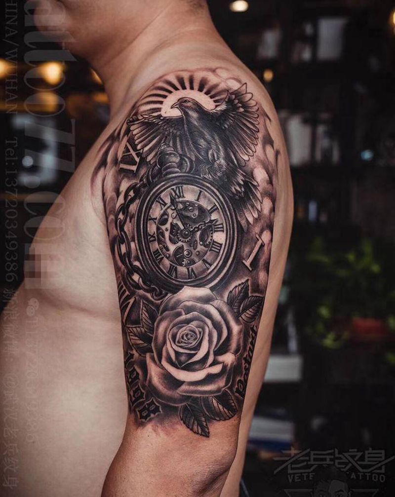 欧美大臂纹身，遮盖旧纹身纹身图片_手臂欧美写实纹身图案