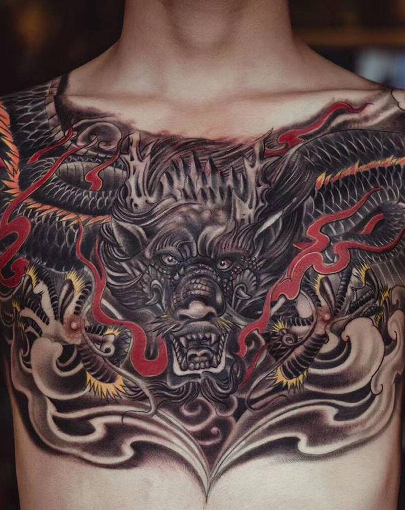 传统龙纹身出品纹身图片_背部胸部新传统纹身图案