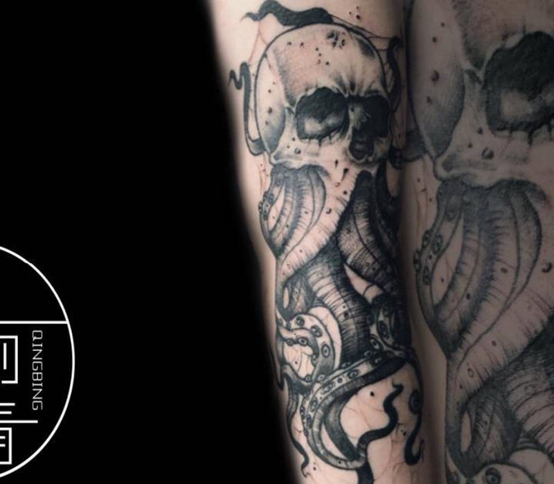 暗黑克苏鲁纹身图片_手臂欧美写实克苏鲁纹身图案