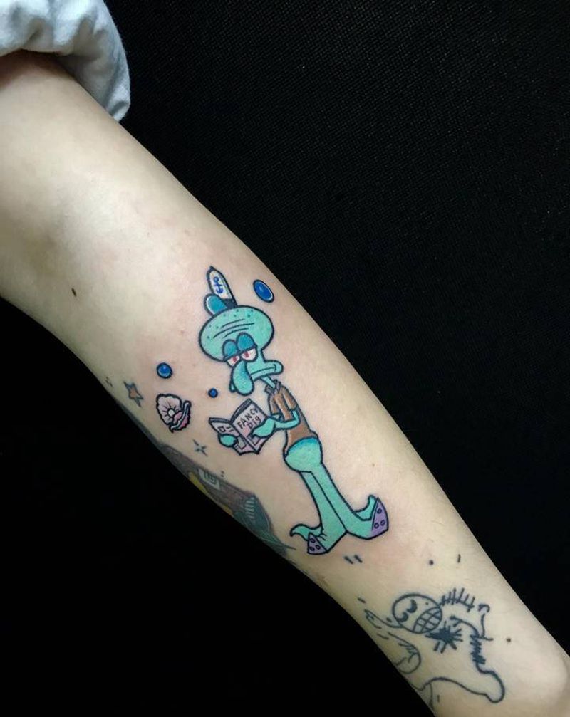 章鱼哥纹身图片_New School纹身图案