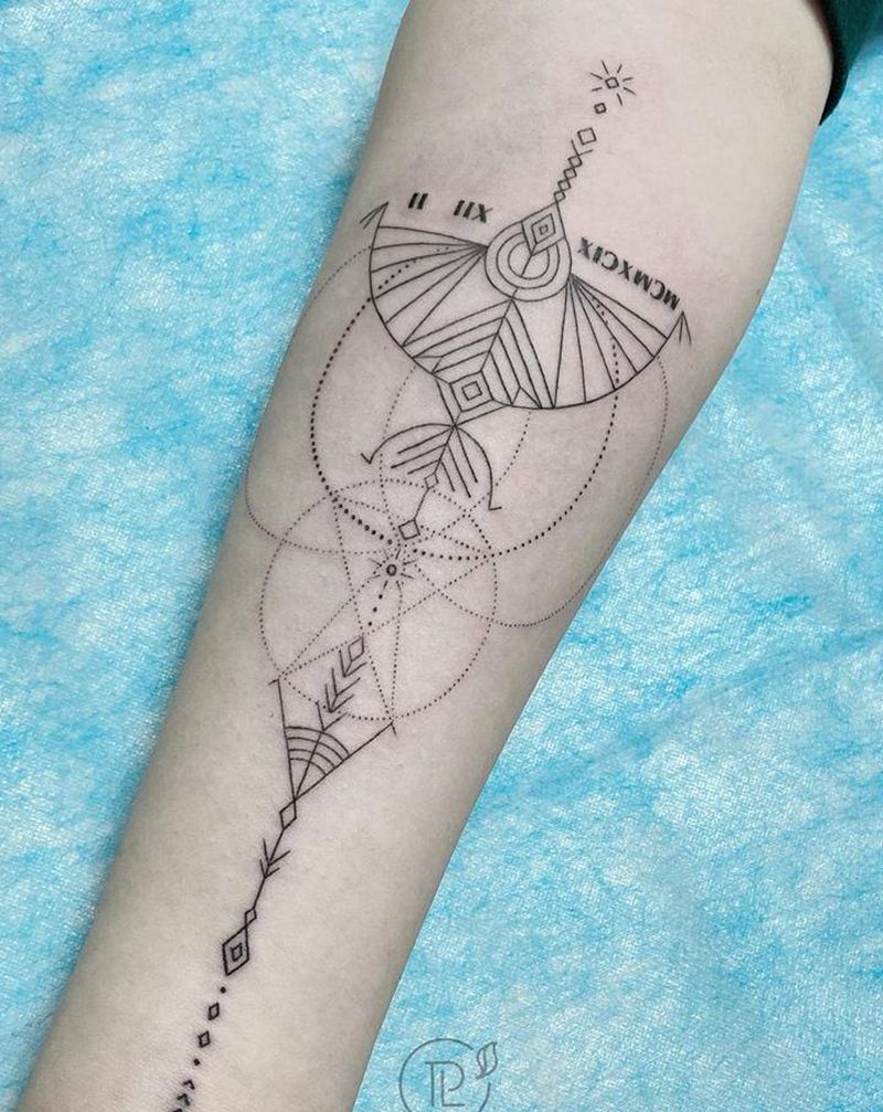 小臂几何线条纹身纹身图片_手臂手部几何纹身图案