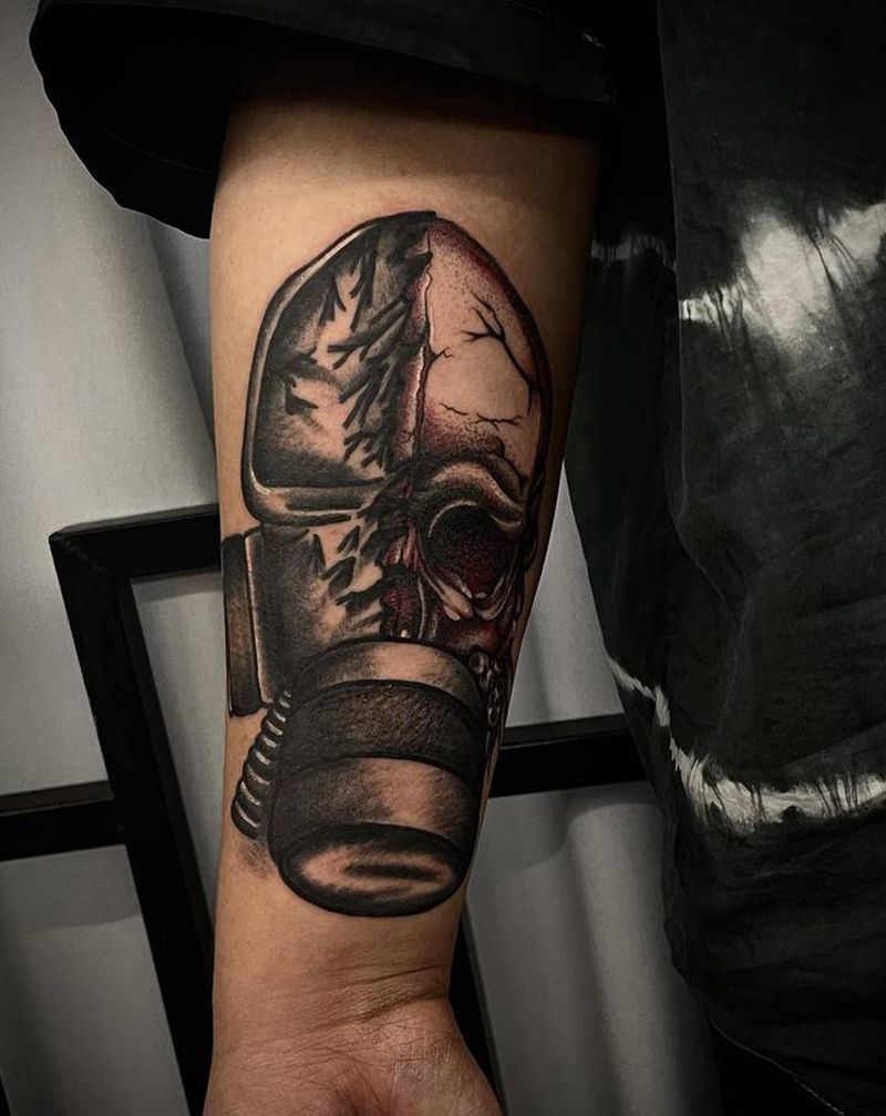 生化纹身图片_手臂Old School点刺纹身图案