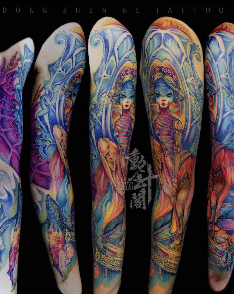 残酷的孤独纹身图片_手臂New School娃娃纹身图案