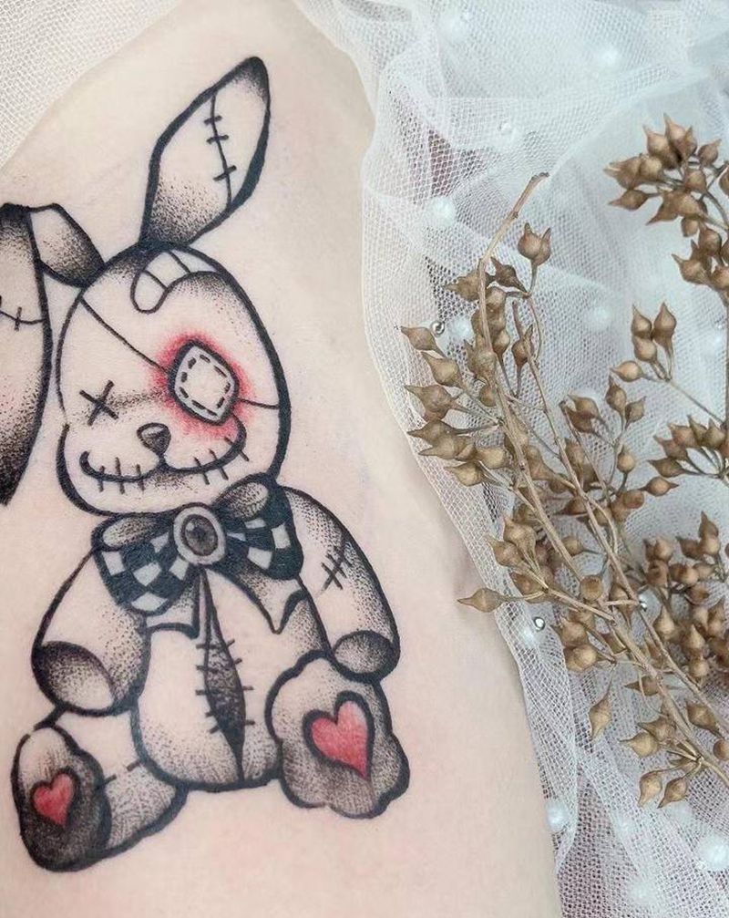 兔子纹身图片_手臂Old SchoolNew School兔子暗黑hong hwi纹身图案