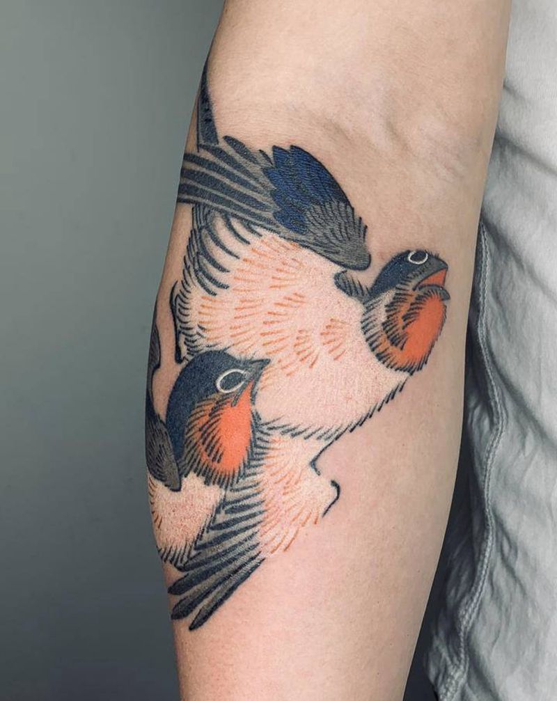 燕子纹身图片_手臂手部老传统Old School燕子纹身图案