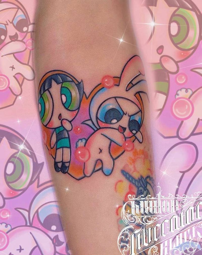 飞天小女警原创卡通纹身纹身图片_手臂New School飞天小女警卡通兔子纹身图案