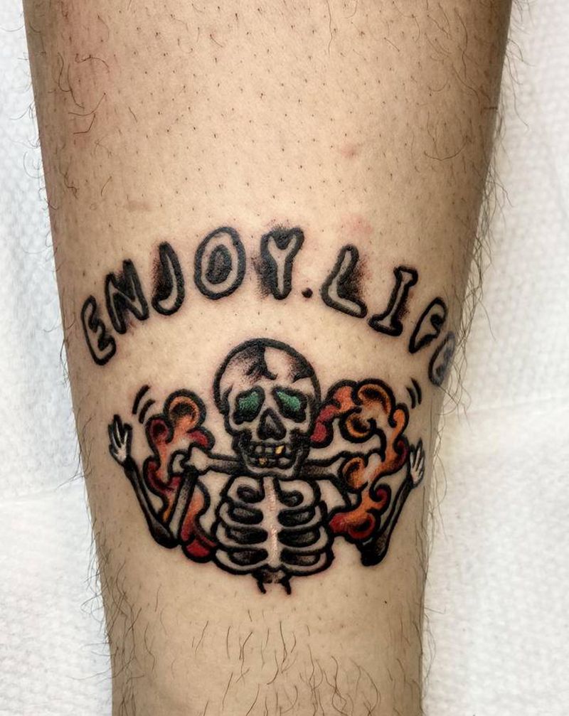 生活纹身图片_腿部Old School纹身图案