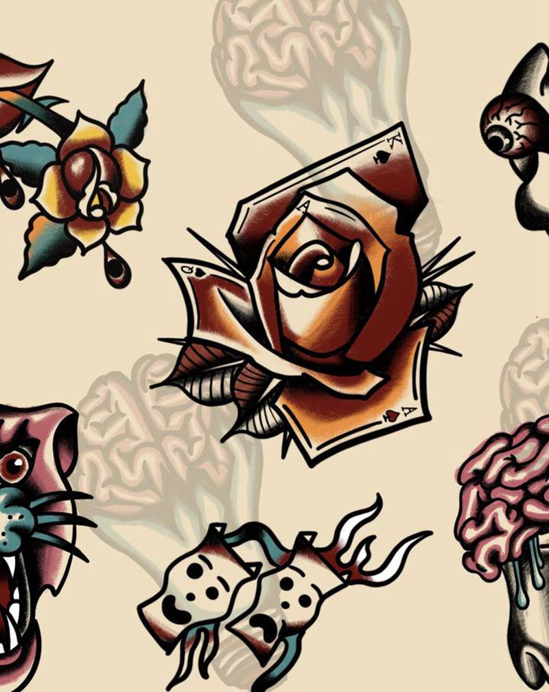 待出一口价原创手稿纹身图片_Old School纹身图案