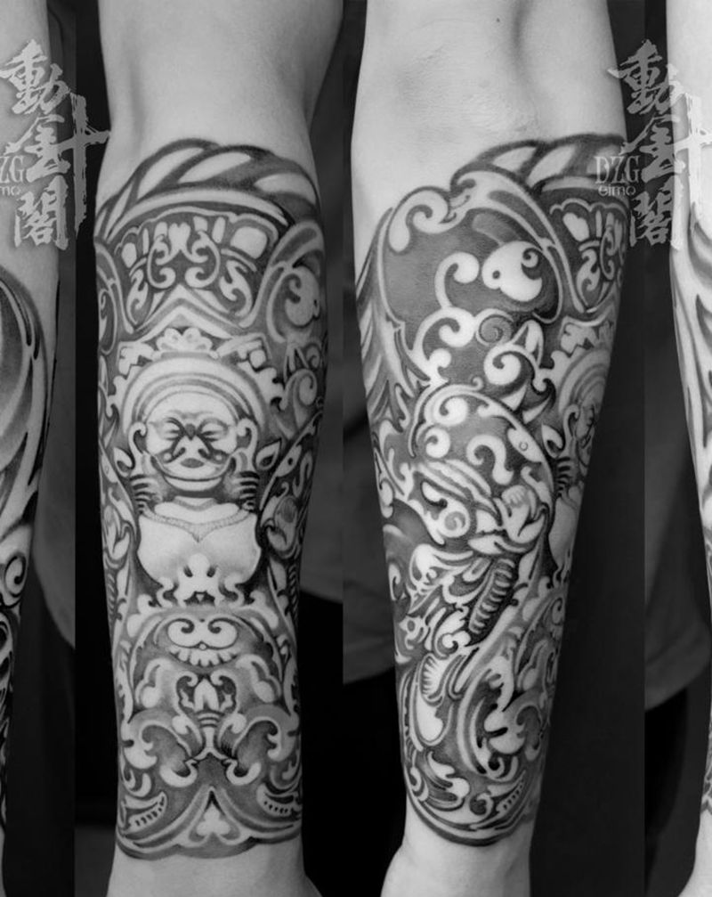 东南亚佛面图腾纹身图片_手部图腾图腾纹身图案