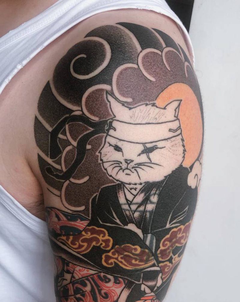 遮盖未完局部细节纹身图片_手臂老传统纹身图案