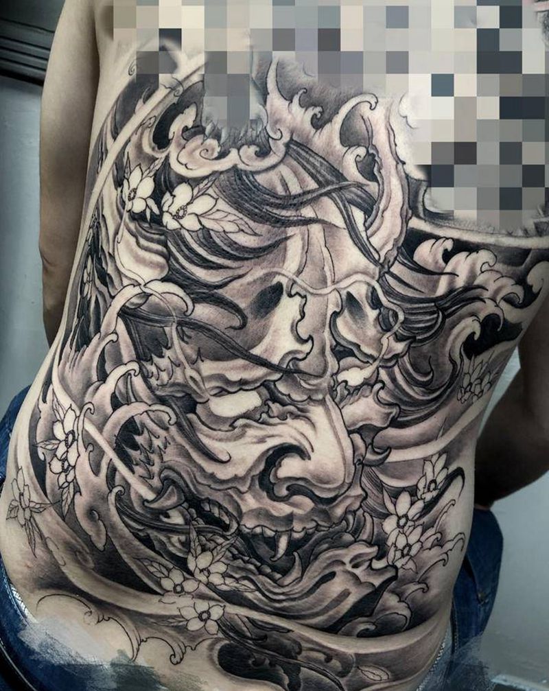 般若纹身图片_背部新传统般若纹身图案