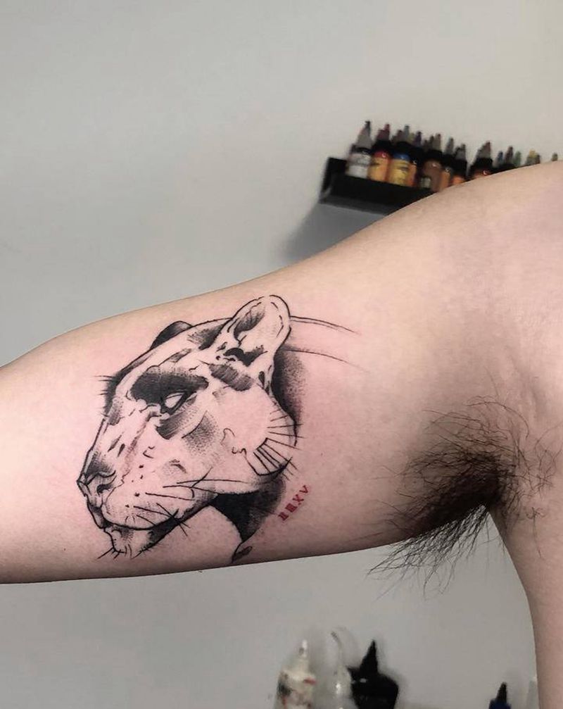 狮子纹身图片_几何纹身图案