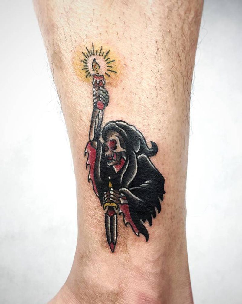 死神纹身图片_Old School纹身图案