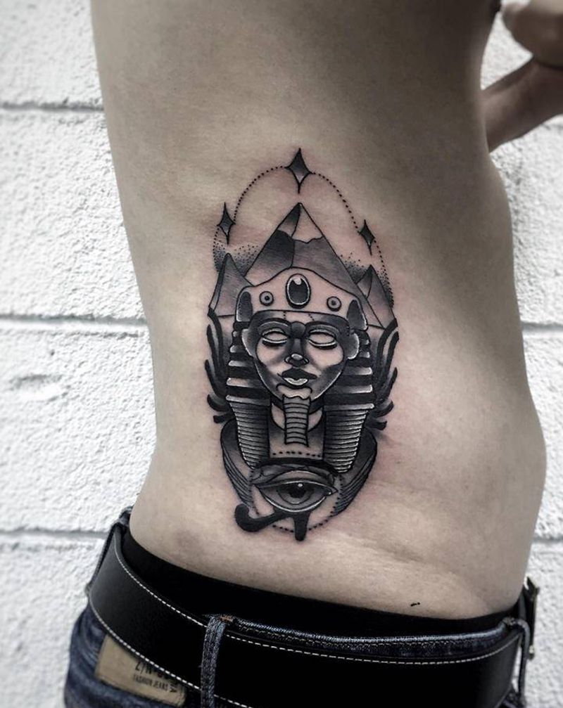 法老王纹身图片_腰部纹身图案