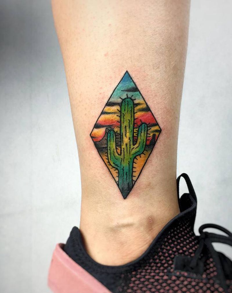仙人掌纹身图片_Old School纹身图案