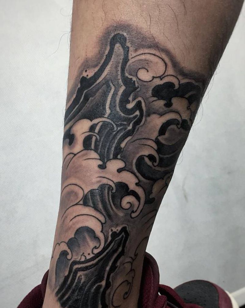 浪花纹身图片_老传统纹身图案