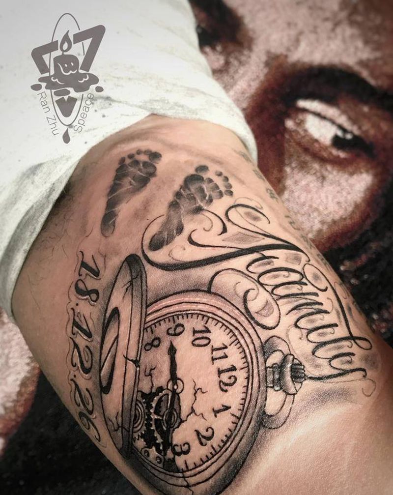 钟表纹身图片_欧美写实纹身图案
