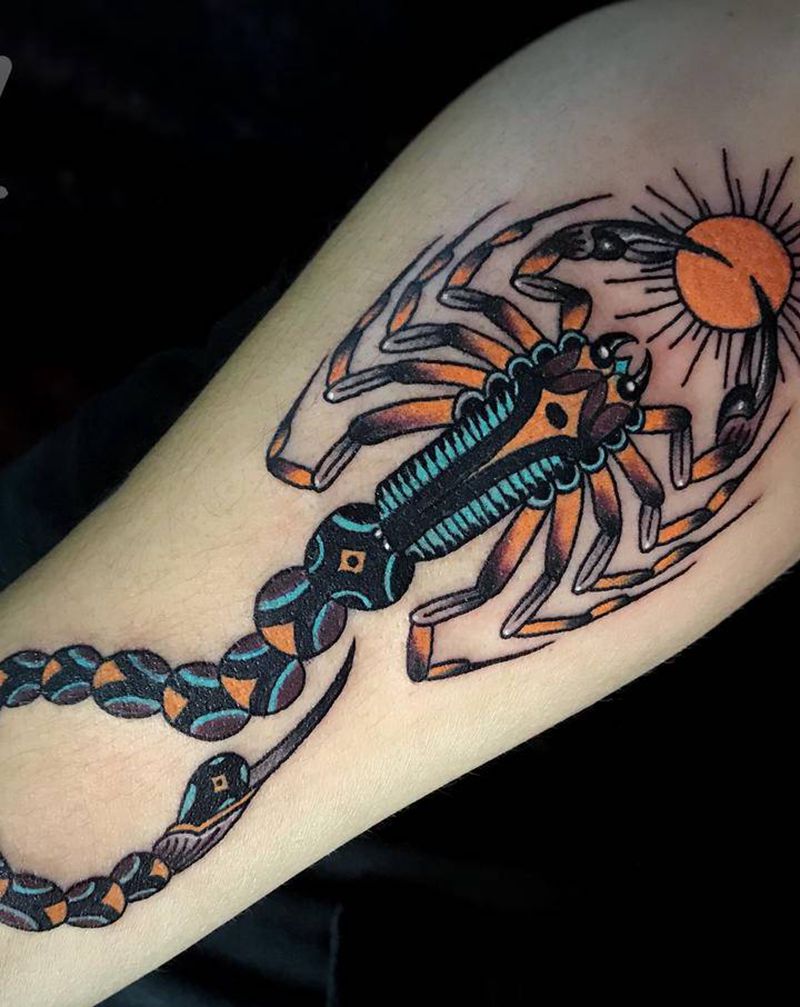 蝎纹身图片_Old School纹身图案