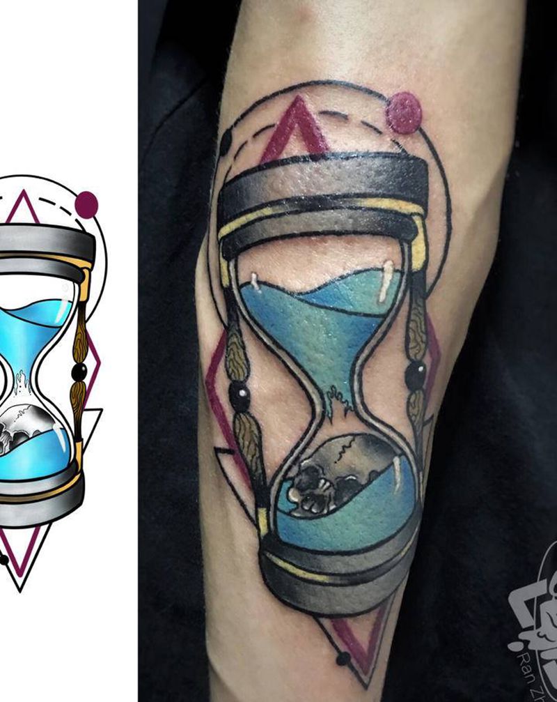 沙漏纹身图片_Old School纹身图案