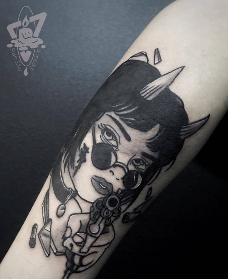 杀手不太冷纹身图片_几何纹身图案