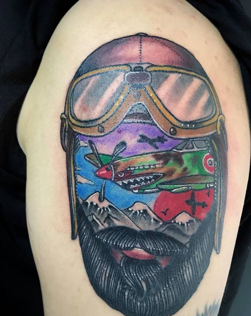 飞行员纹身图片_Old School纹身图案