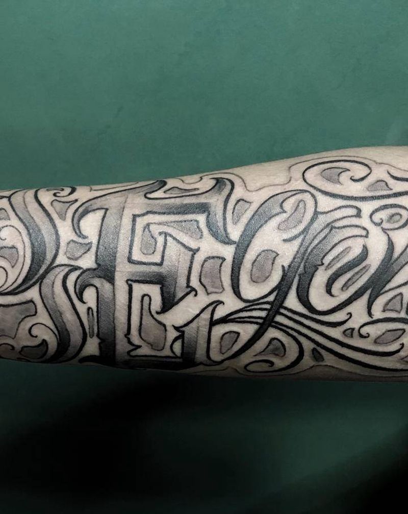 花体字纹身图片_花体字纹身图案