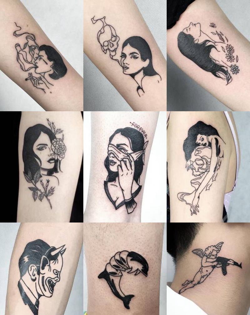 作品集纹身图片_点刺几何纹身图案