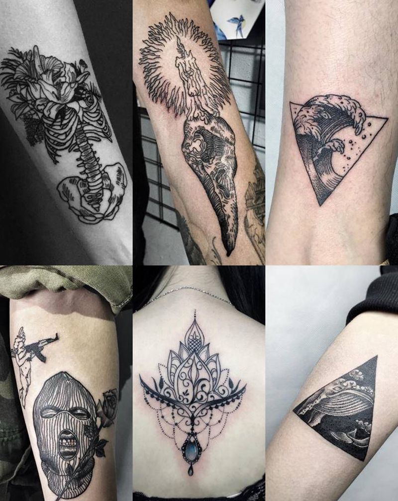 部分作品纹身图片_几何点刺纹身图案