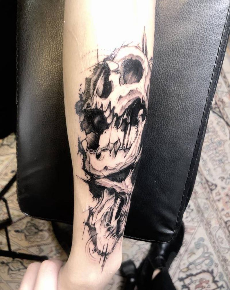 骷髅纹身图片_手臂纹身图案