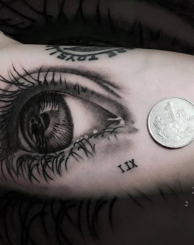 眼纹身图片_手臂欧美写实纹身图案