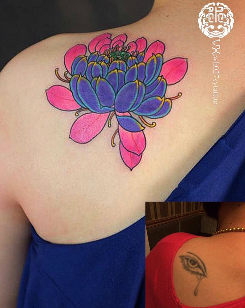 遮盖纹身图片_莲花纹身图案