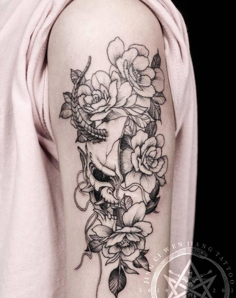 素花纹身图片_手臂几何纹身图案