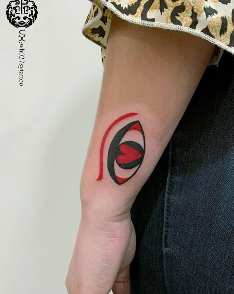 眼睛纹身图片_手臂图腾眼睛心纹身图案