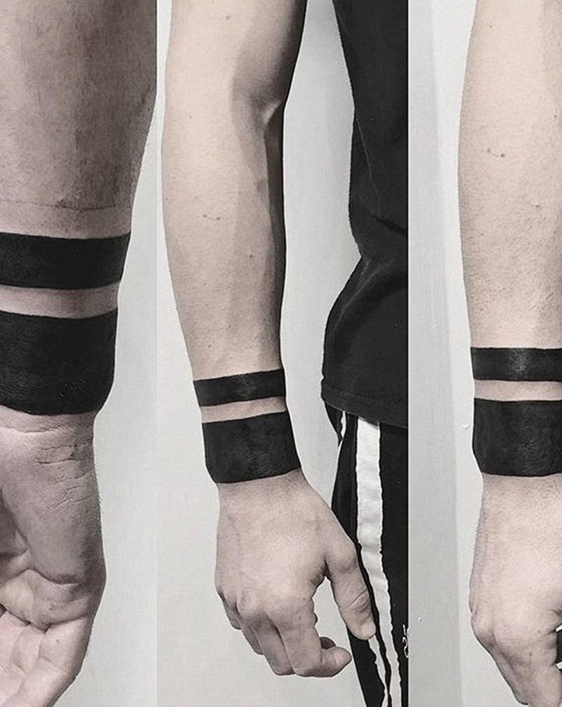 黑手环纹身图片_手臂图腾手环纹身图案