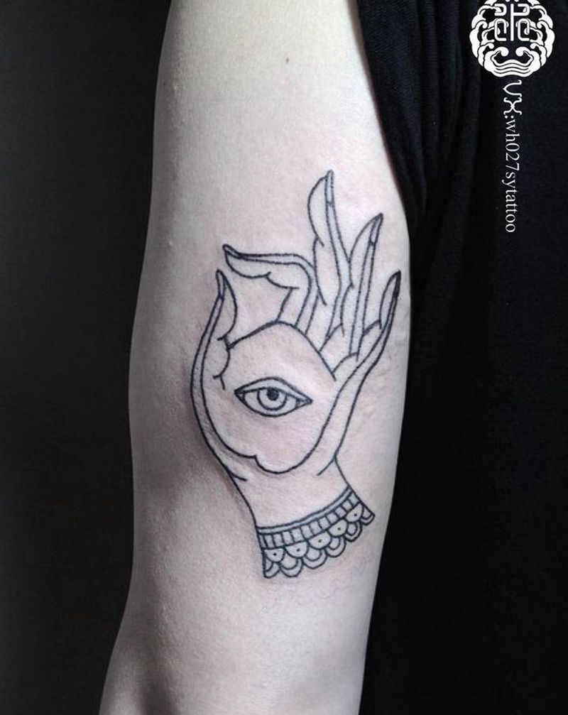 佛手纹身图片_手臂图腾佛手纹身图案