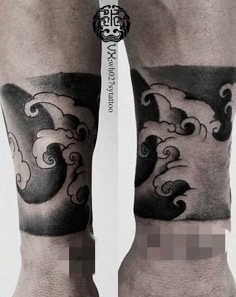 水浪纹身图片_手臂新传统水浪纹身图案