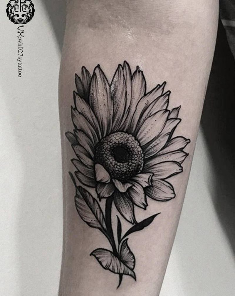 向阳花纹身图片_手臂欧美写实向阳花向日葵纹身图案