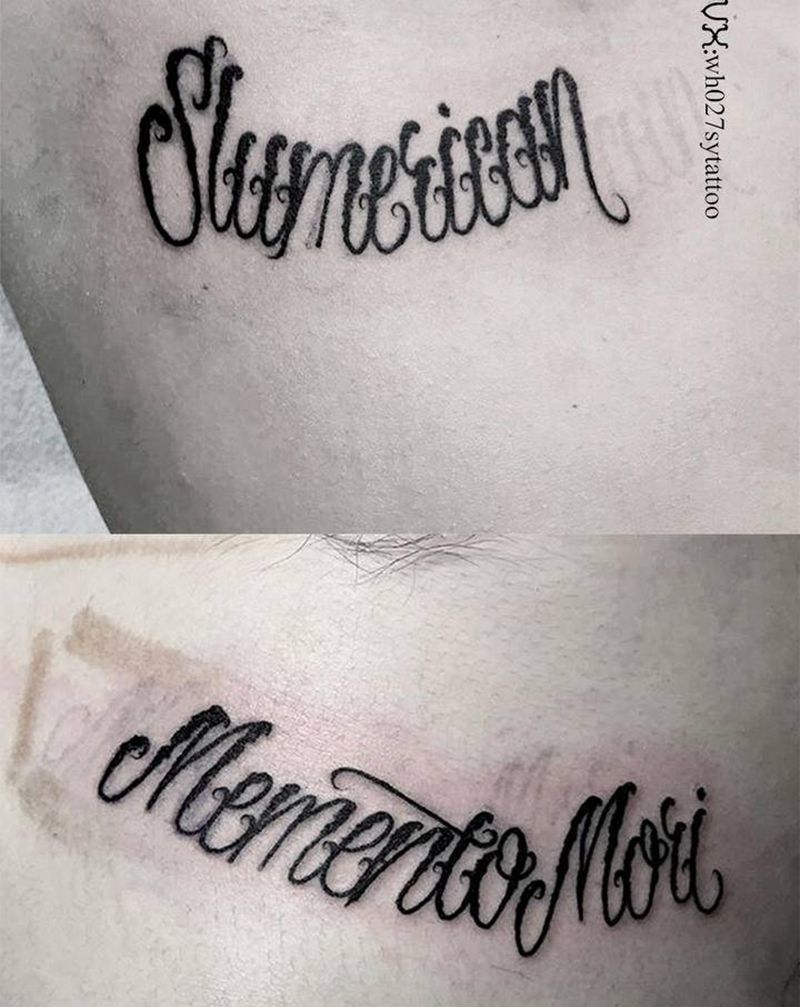 花体字纹身图片_胸部花体字纹身图案