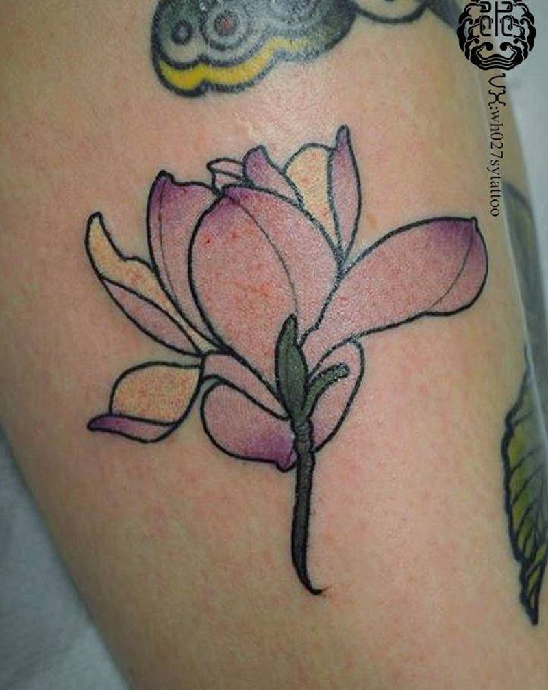 玉兰花纹身图片_手臂新传统玉兰花玉兰花纹身图案