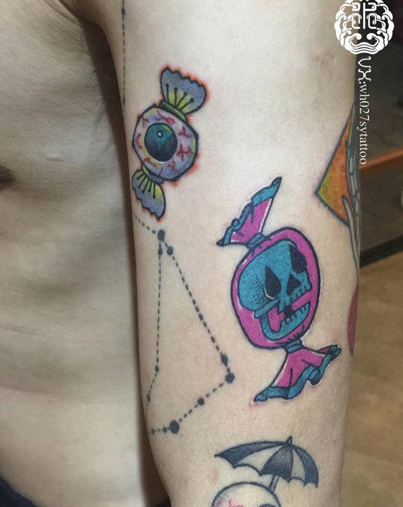 糖纹身图片_手臂New School糖纹身图案