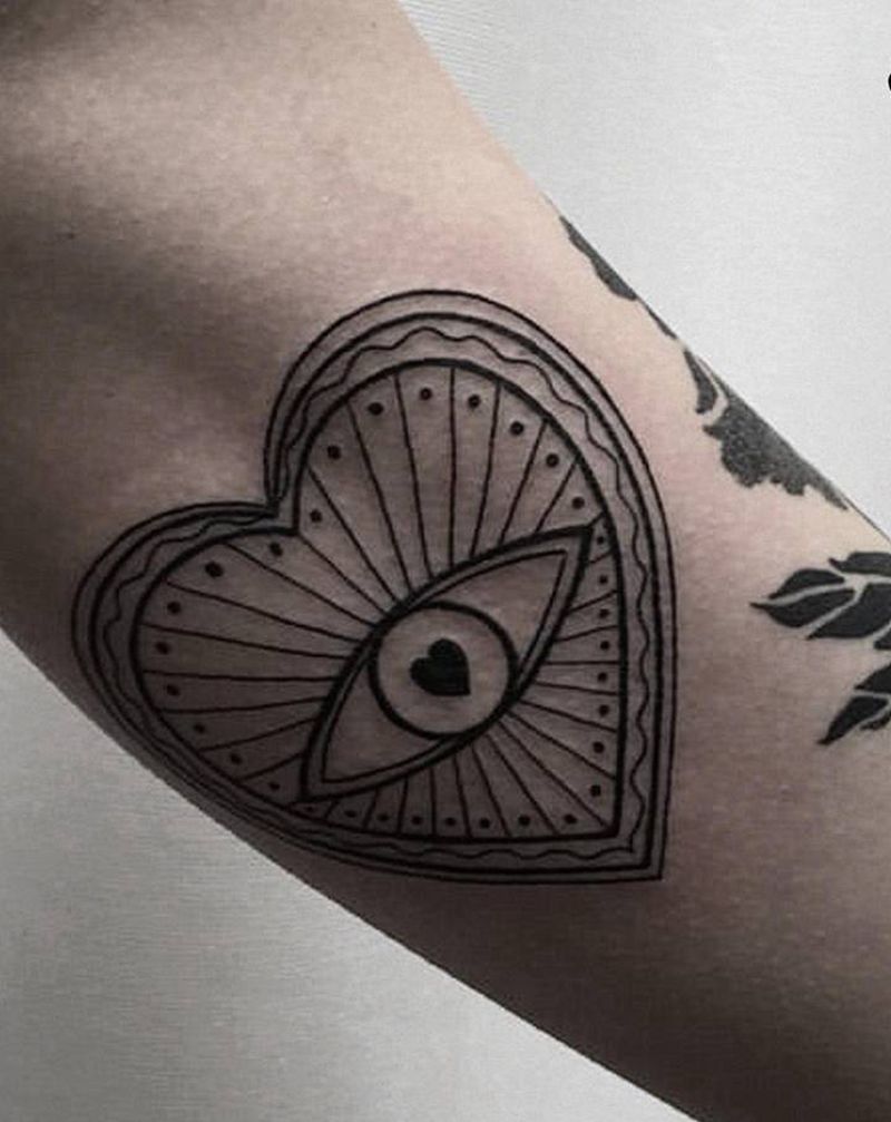 心/眼纹身图片_手臂图腾几何心眼纹身图案