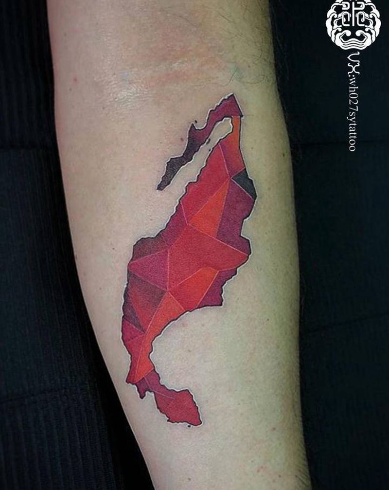 墨西哥地图纹身图片_手臂地图墨西哥纹身图案