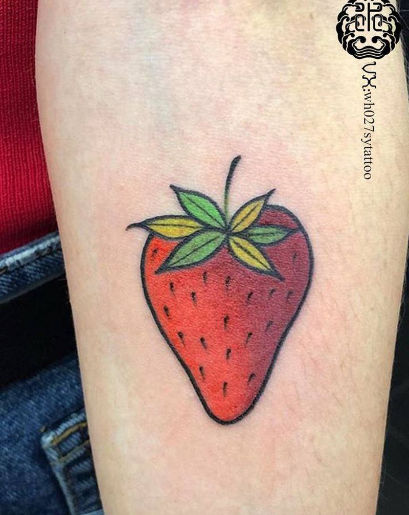 草莓纹身图片_手臂New School草莓纹身图案