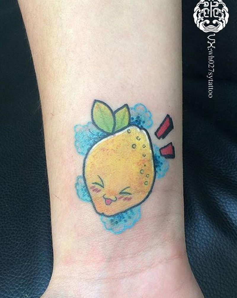 柠檬纹身图片_手臂New School柠檬水果纹身图案