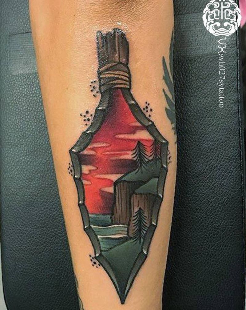 羽箭纹身图片_手臂New School羽箭纹身图案