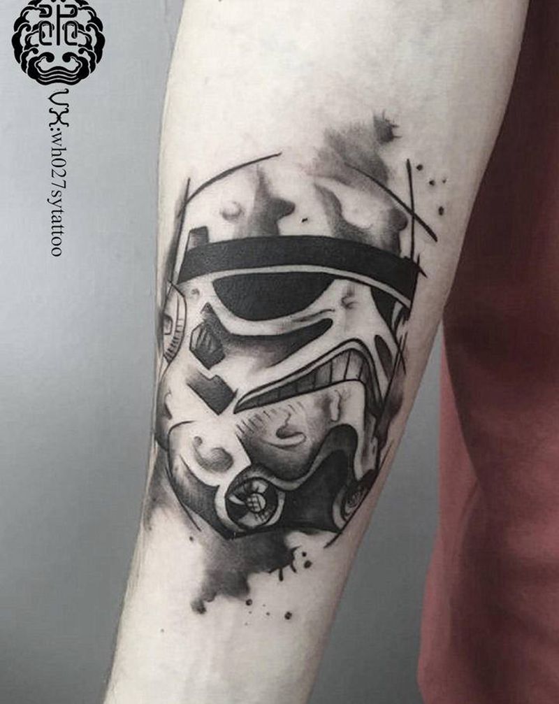 风暴兵纹身图片_手臂水墨风暴兵星球大战纹身图案