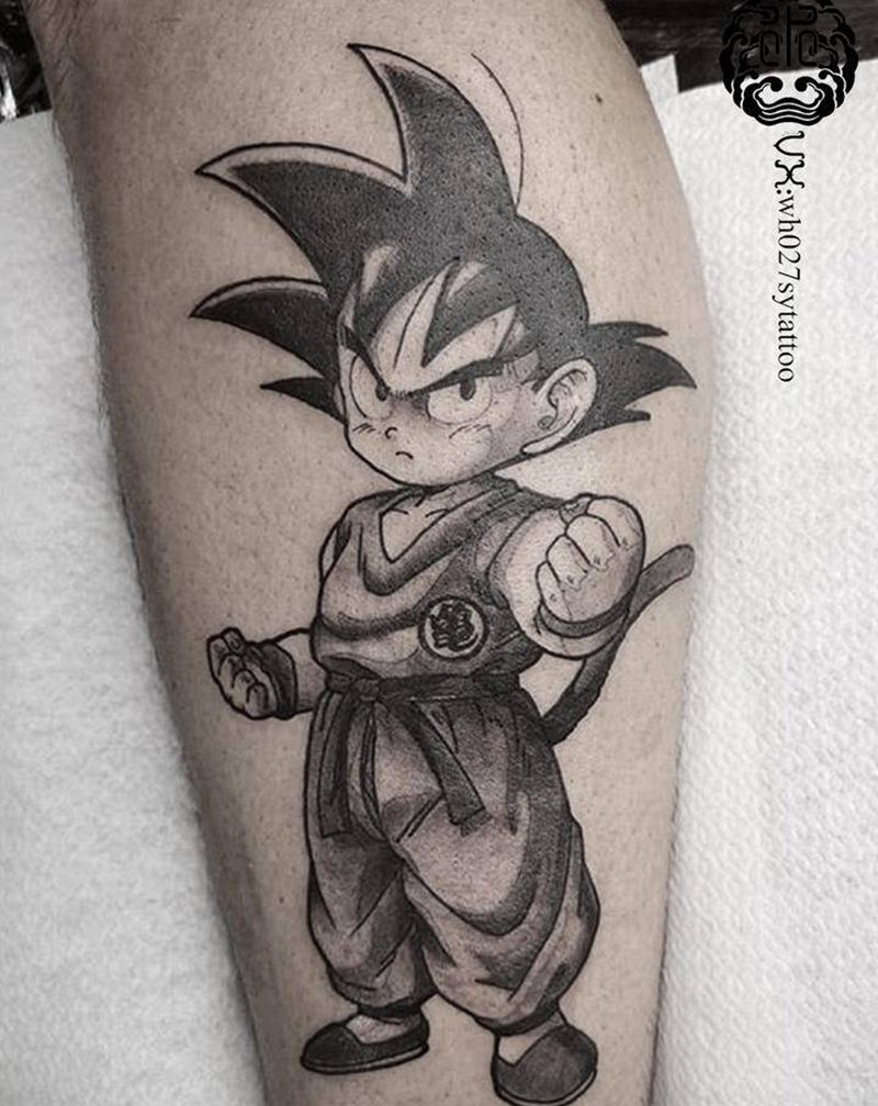 悟空纹身图片_腿部New School欧美写实悟空龙珠七龙珠纹身图案