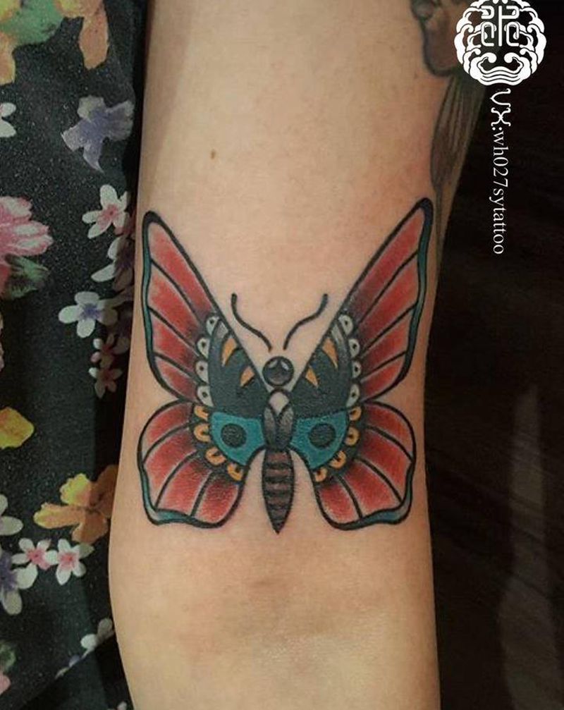 蝴蝶纹身图片_手臂Old SchoolNew School蝴蝶动物纹身图案